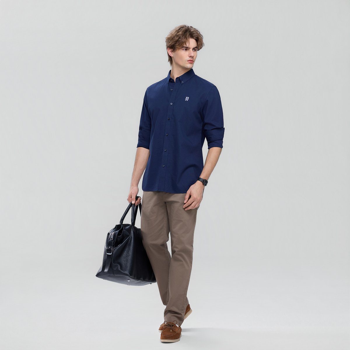 Men's Lion Oxford Slim Long Sleeve Shirt - Giordano Online
