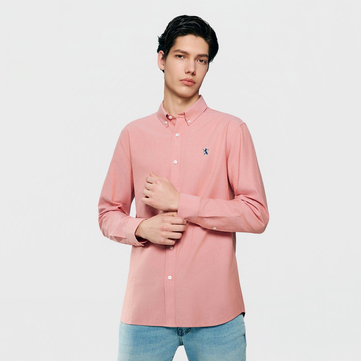 Men's Lion Oxford Slim Long Sleeve Shirt - Giordano Online