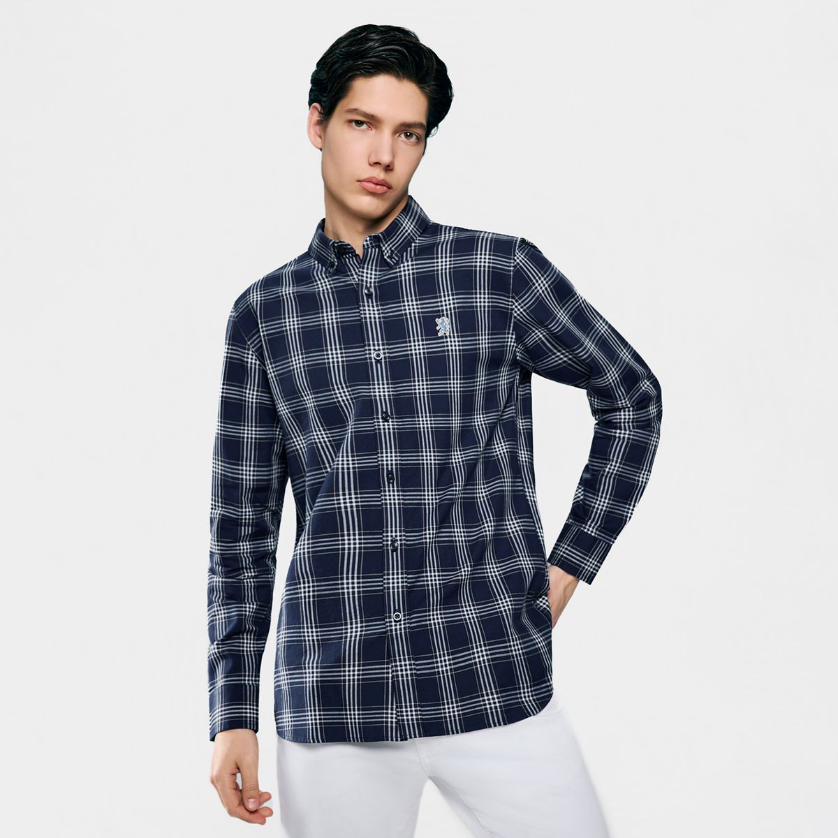 Men's Lion Oxford Slim Long Sleeve Shirt - Giordano Online