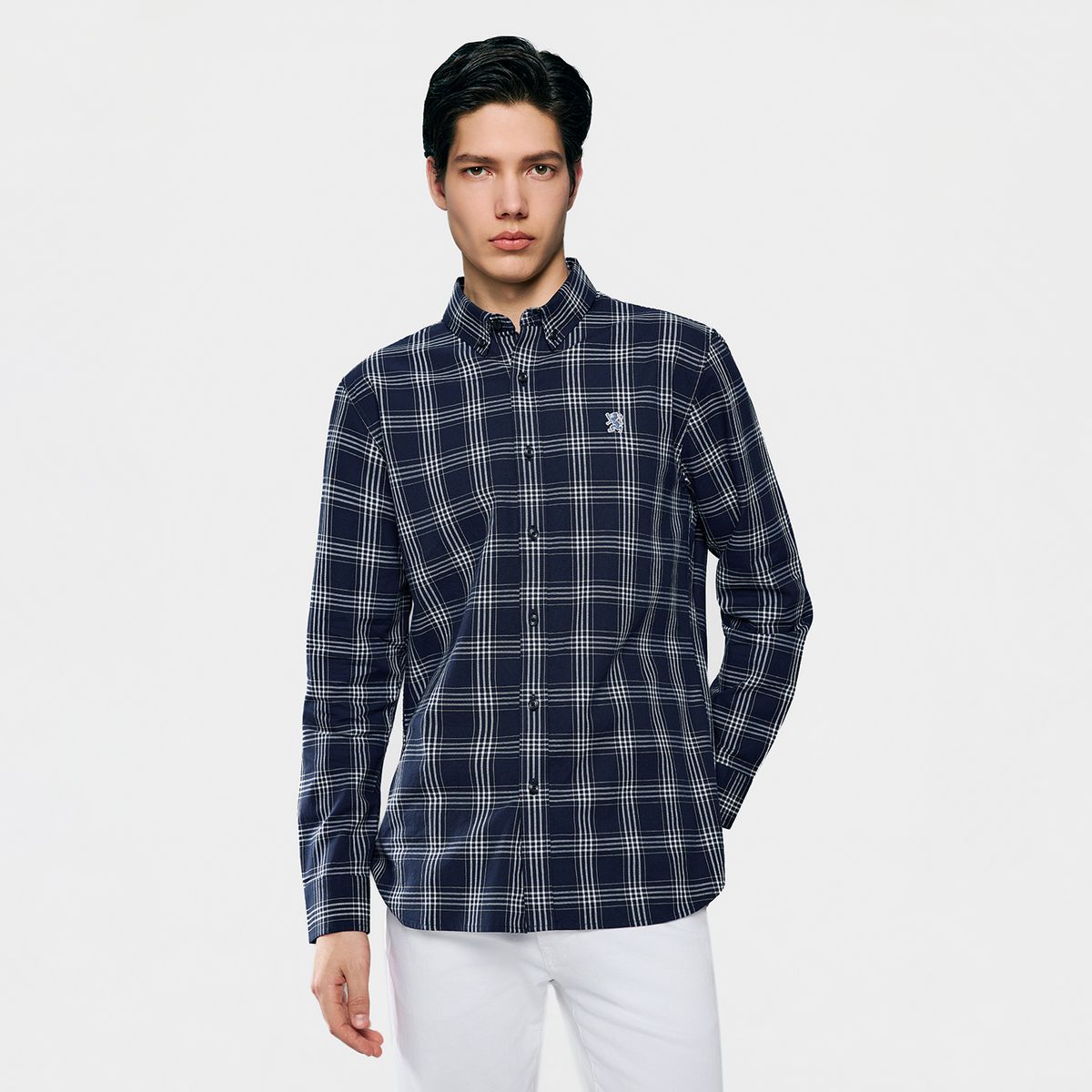 Men's Lion Oxford Slim Long Sleeve Shirt - Giordano Online