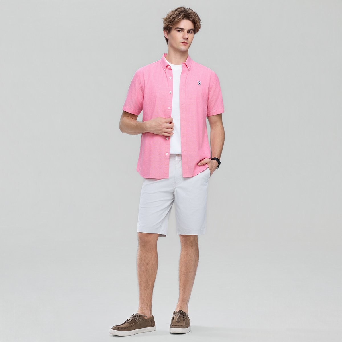 Men's Lion Oxford Slim Short Sleeve Shirt - Giordano Online