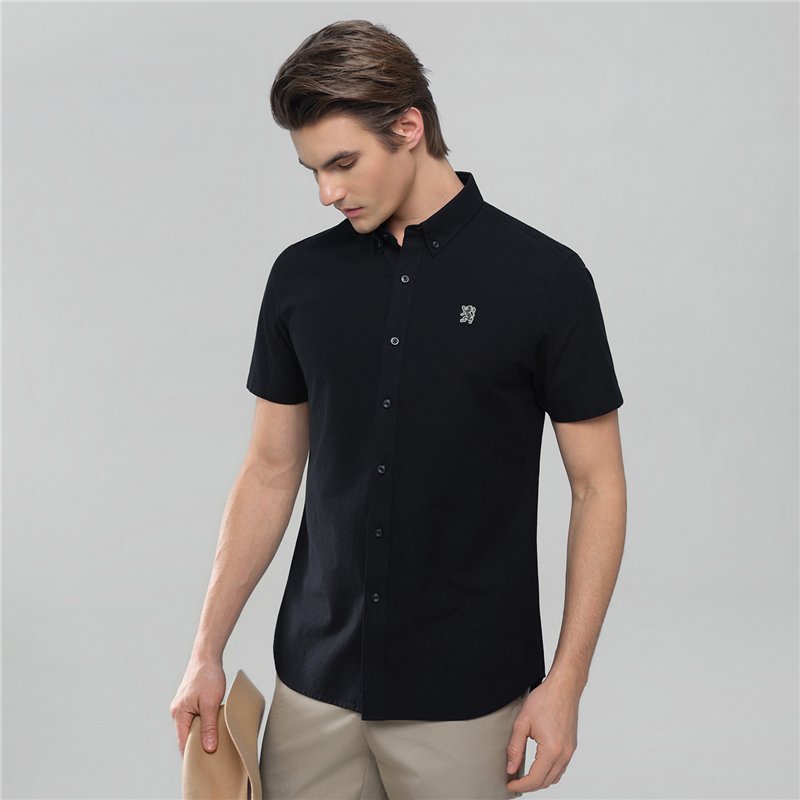 Men's Lion Oxford Slim Short Sleeve Shirt - Giordano Online