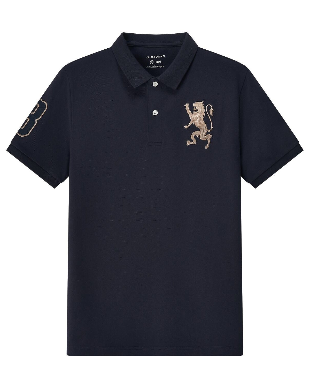Quick buy Men's 3D Lion Bold Embroidery Slim Fit Polo