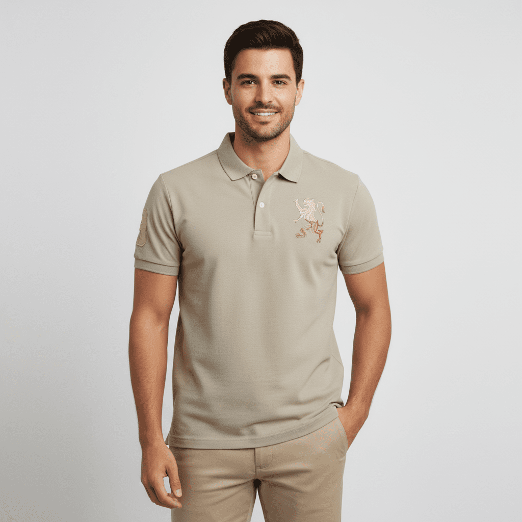 Men's Lion Polo - Khaki - Giordano Online