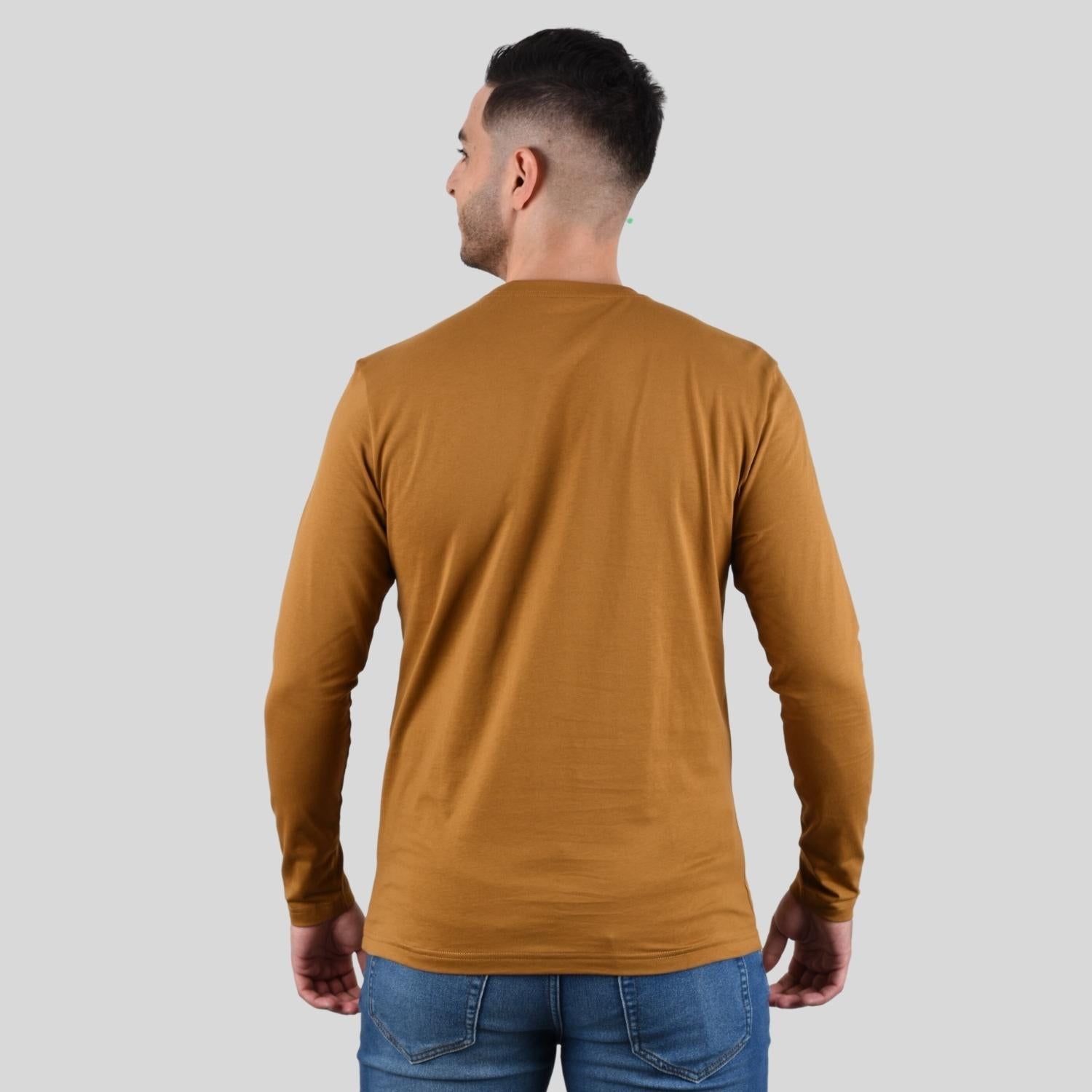 Men's Long Sleeve Crewneck Tee - Brown - Giordano Online