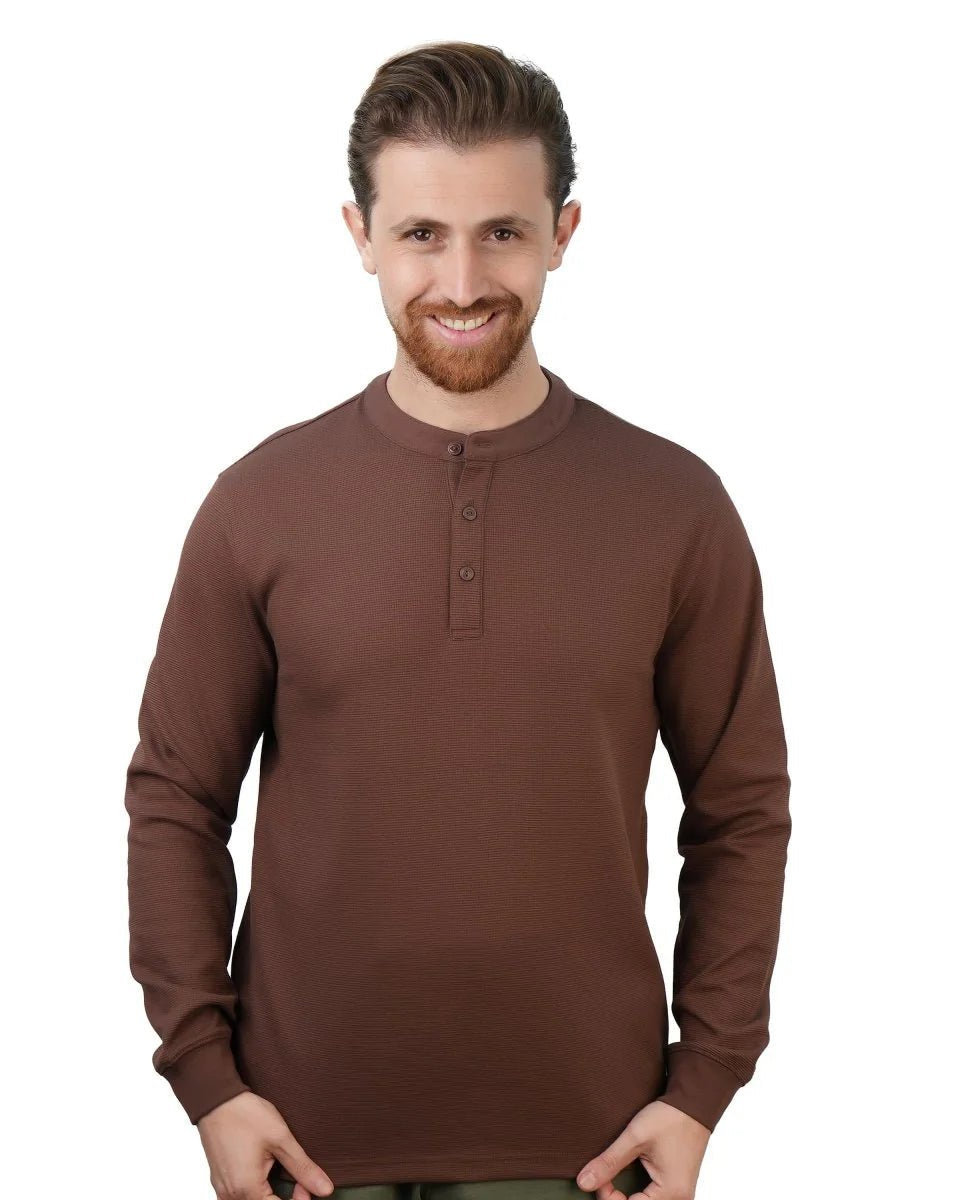 Quick buy Men's Long Sleeve Stretch Waffle Henley Tee