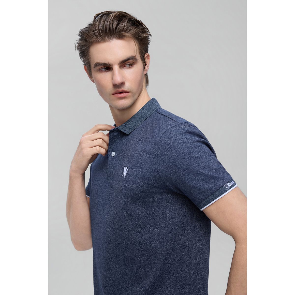 Men's Lycra Pique Raglan Sleeve Embroidery Slim Fit Polo - Giordano Online