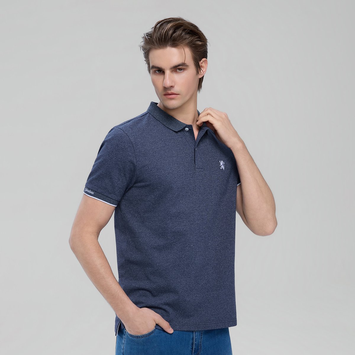Men's Lycra Pique Raglan Sleeve Embroidery Slim Fit Polo - Giordano Online