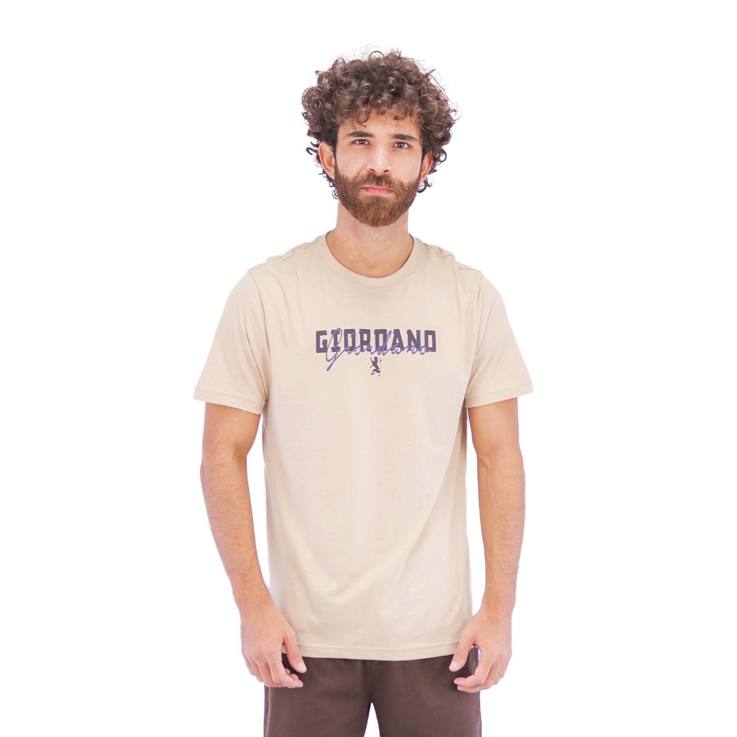 Men's ME Signature Print Tee - Khaki - Giordano Online