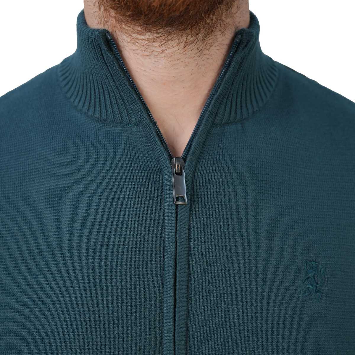 Men's Regular Fit Texture Stitch Mock Neck Full Zip Cardigan - Giordano Online