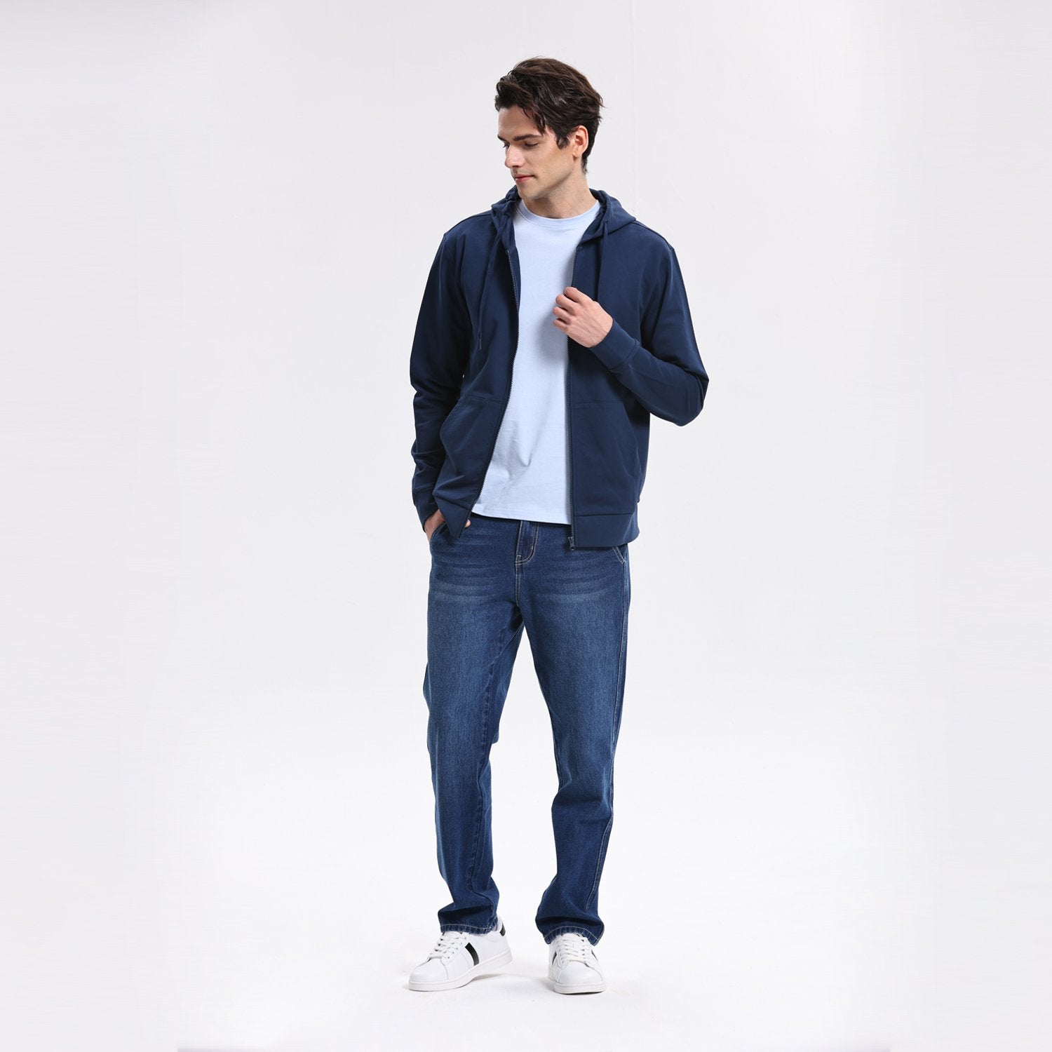 Men's Regular French Terry Hoodie - Blue - Giordano