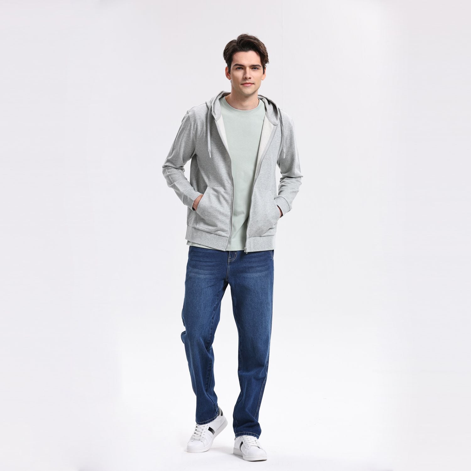Men's Regular French Terry Hoodie - Grey - Giordano
