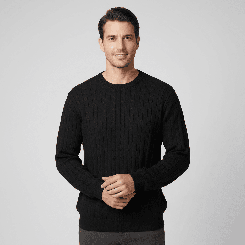 Men's Relaxed Fit Cable Knit Sweater - Giordano Online
