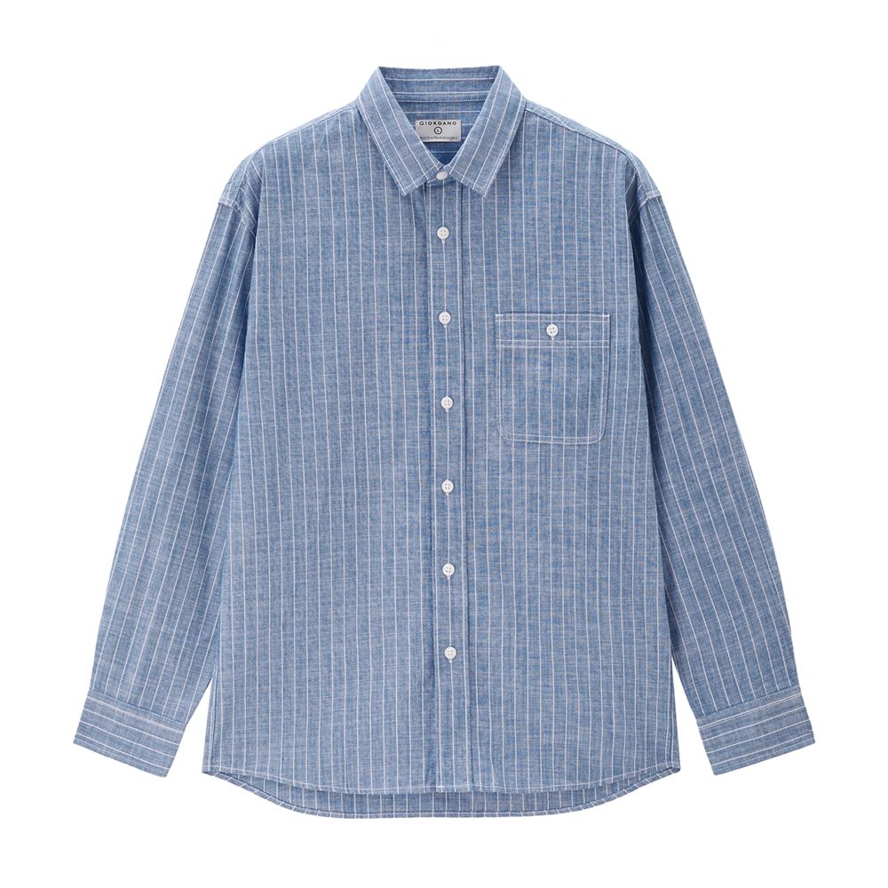 Men's Relaxed Fit Cotton Chambray Shirt - Giordano Online
