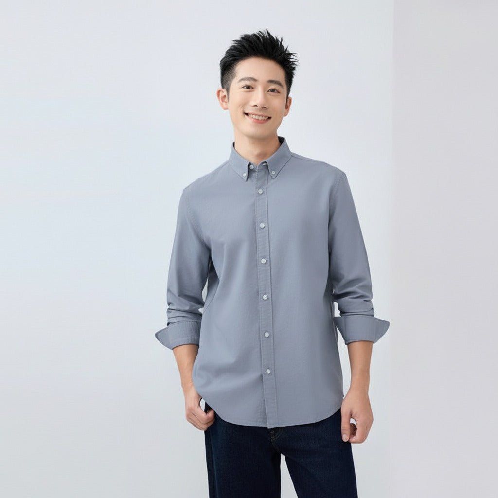 Men's Relaxed Fit Lyocell - Cotton Embroidered Shirt - Giordano Online