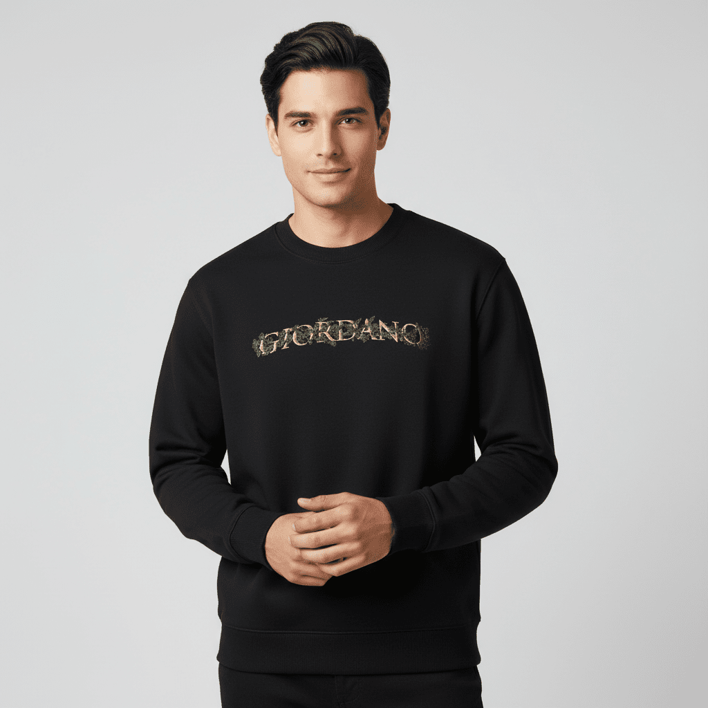 Men's Relaxed Fit Refined Casual Logo Print Sweatshirt - Giordano Online