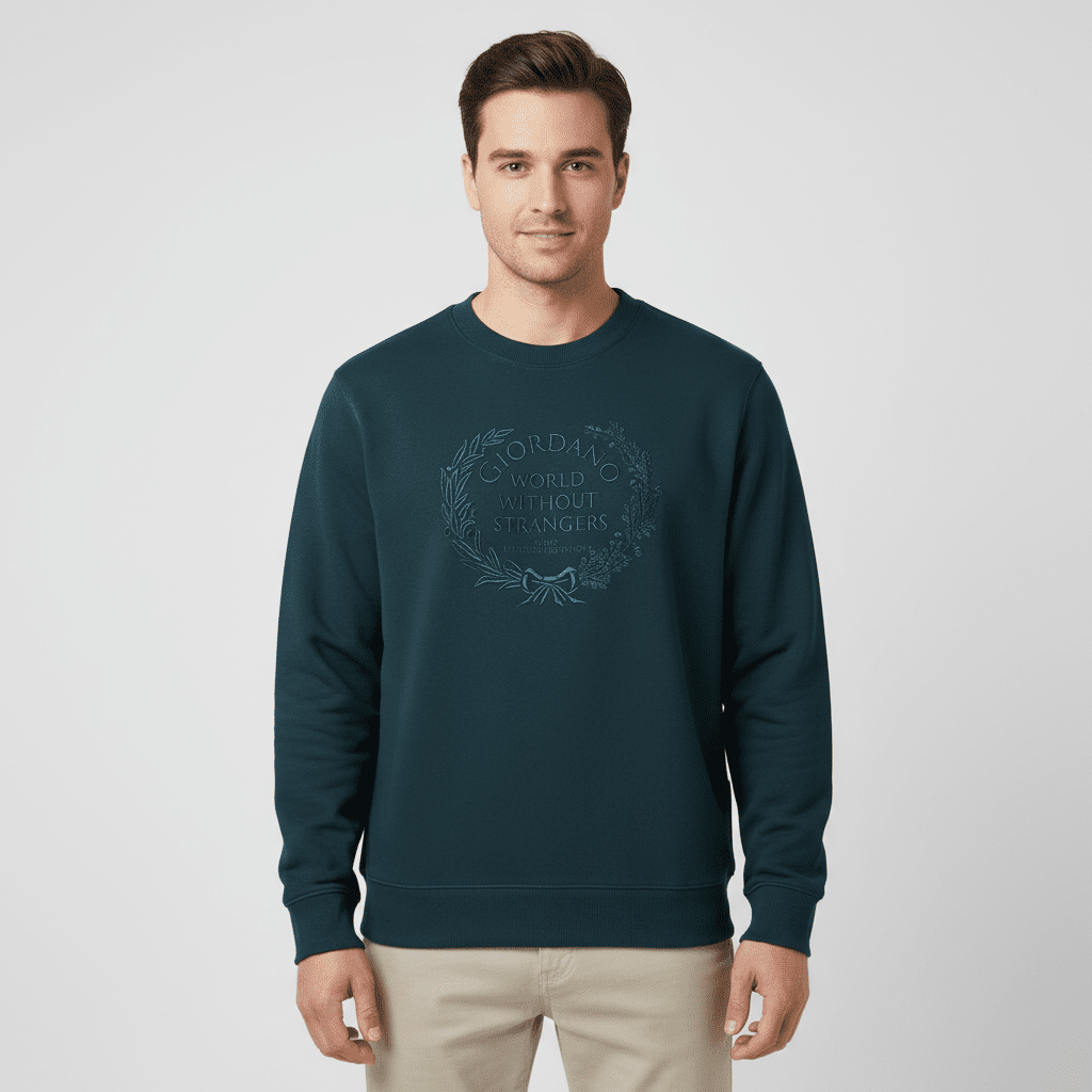 Men's Relaxed Fit Refined Casual Logo Print Sweatshirt - Giordano Online