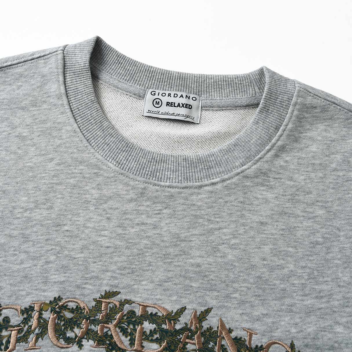 Men's Relaxed Fit Refined Casual Logo Print Sweatshirt - Grey - Giordano Online