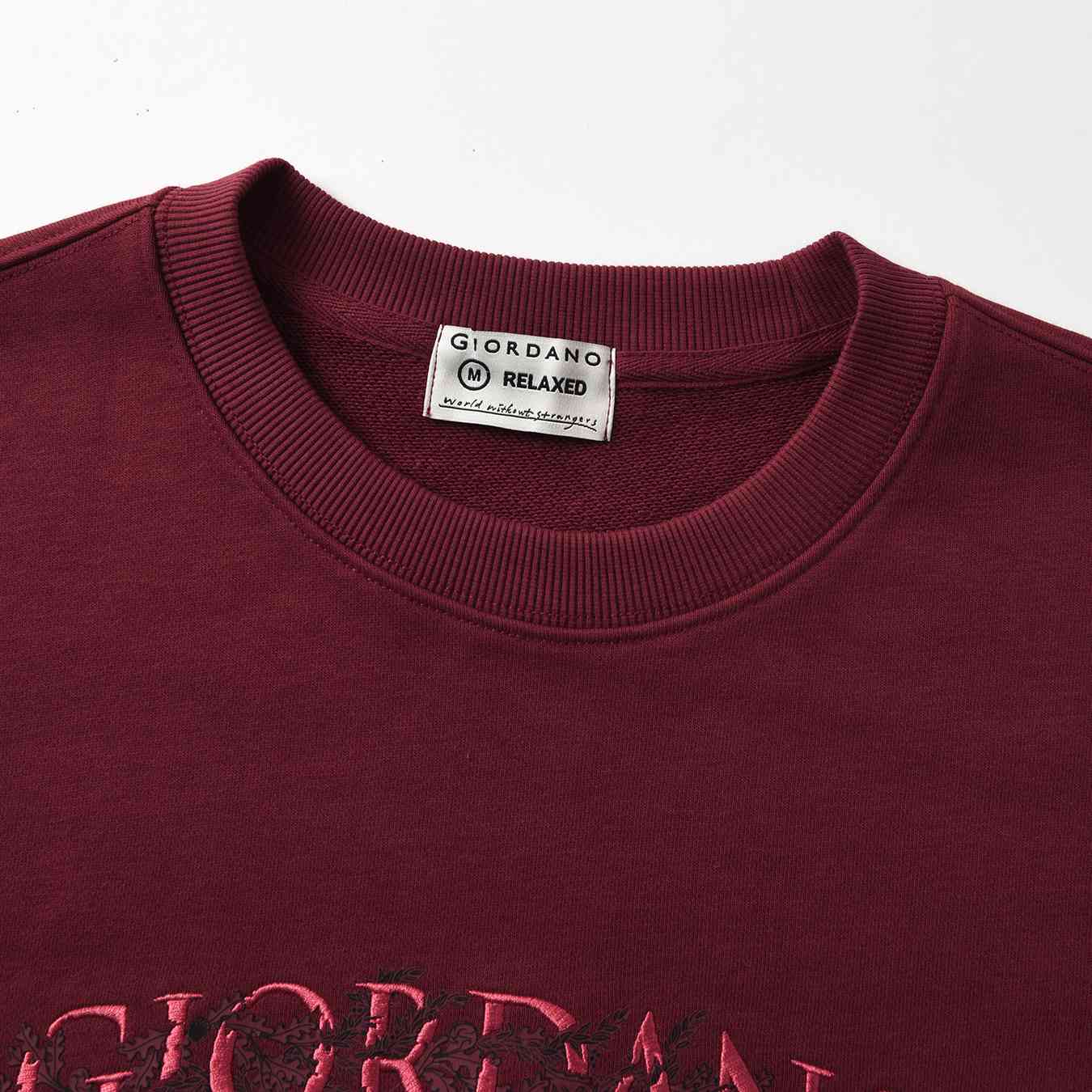 Men's Relaxed Fit Refined Casual Logo Print Sweatshirt - Red - Giordano Online