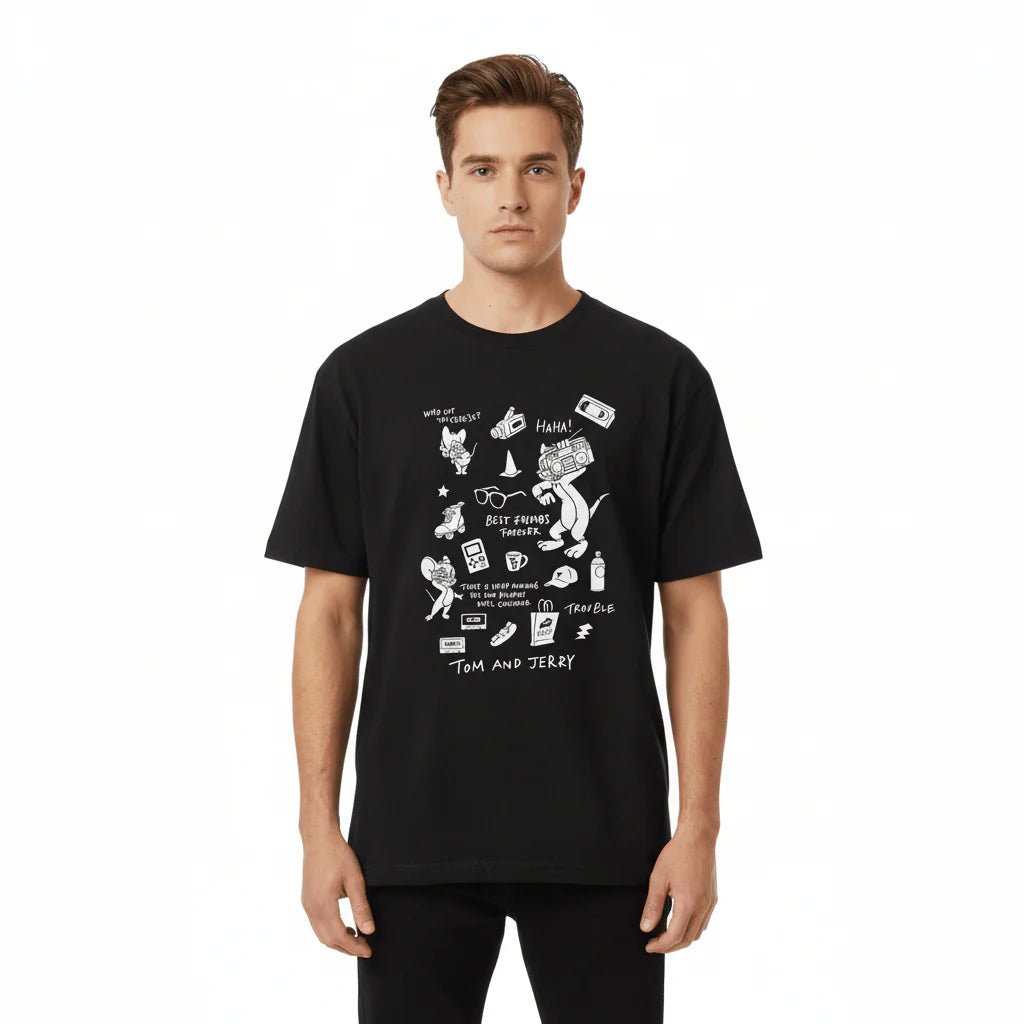 Men's Relaxed Fit Tom & Jerry Cotton Print Tee - Giordano Online