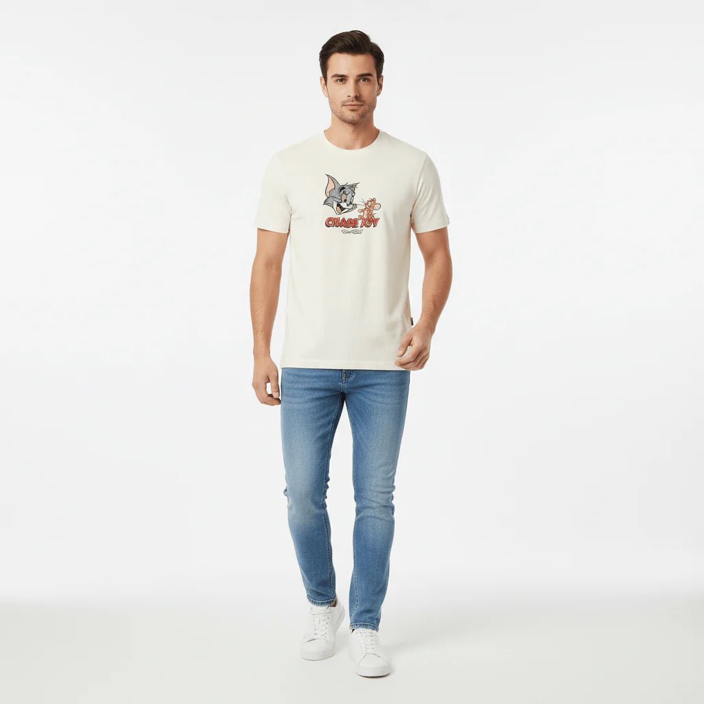 Men's Relaxed Fit Tom & Jerry Cotton Print Tee - Giordano Online