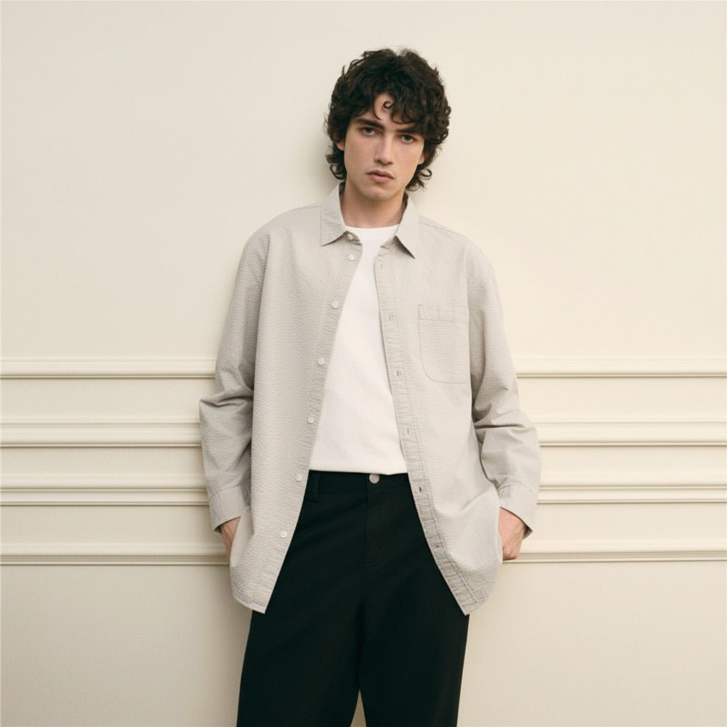 Men's Seersucker Relax Fit Shirt - Giordano Online