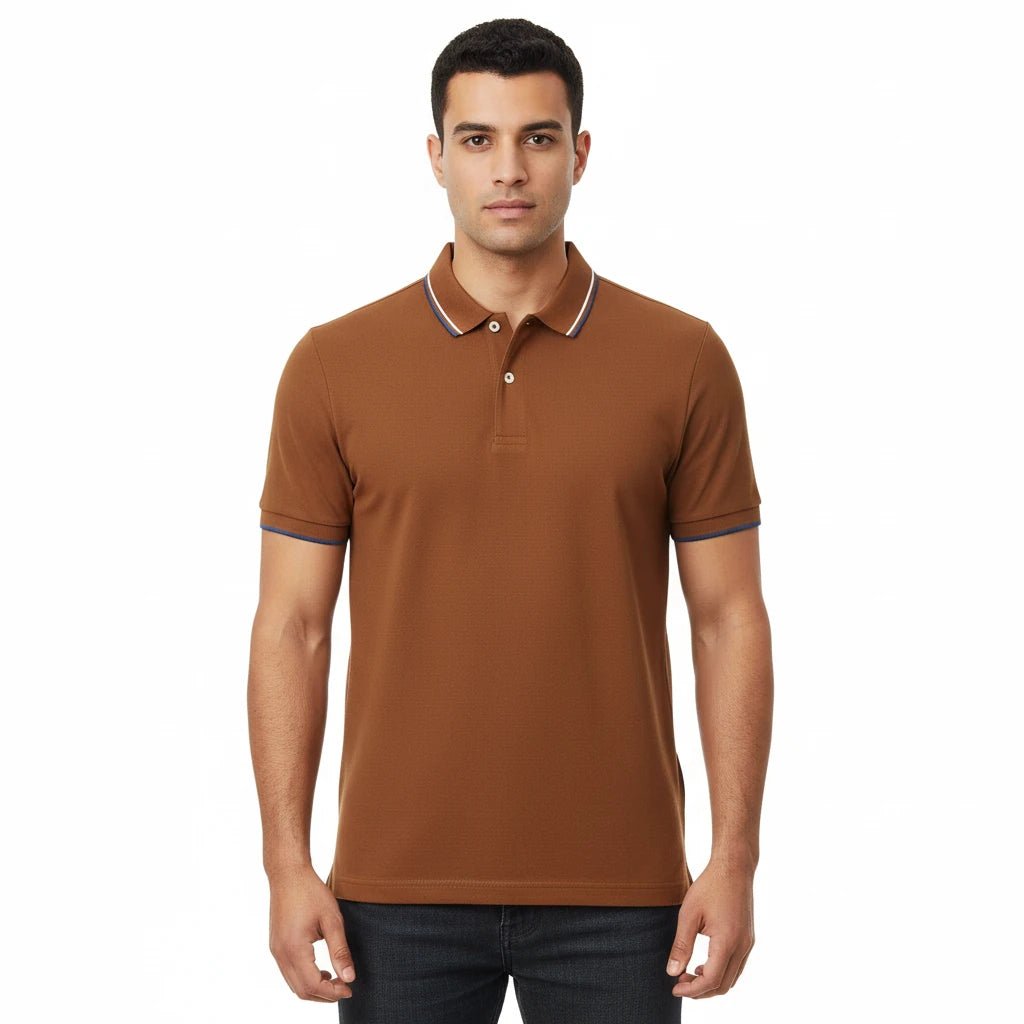 Men's Short Sleeve Slim Solid Polo - Khaki - Giordano Online