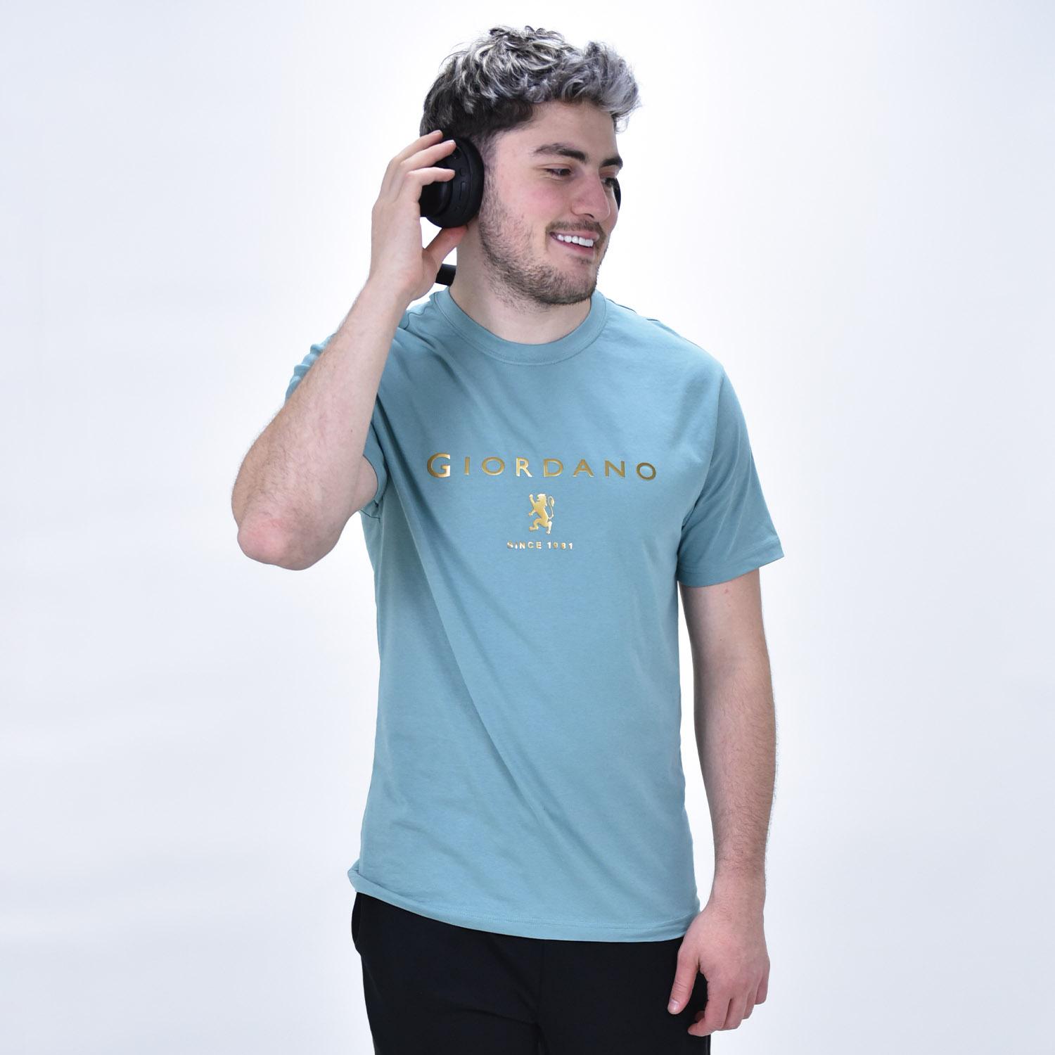 Men's Signature Print Tee - Blue - Giordano Online