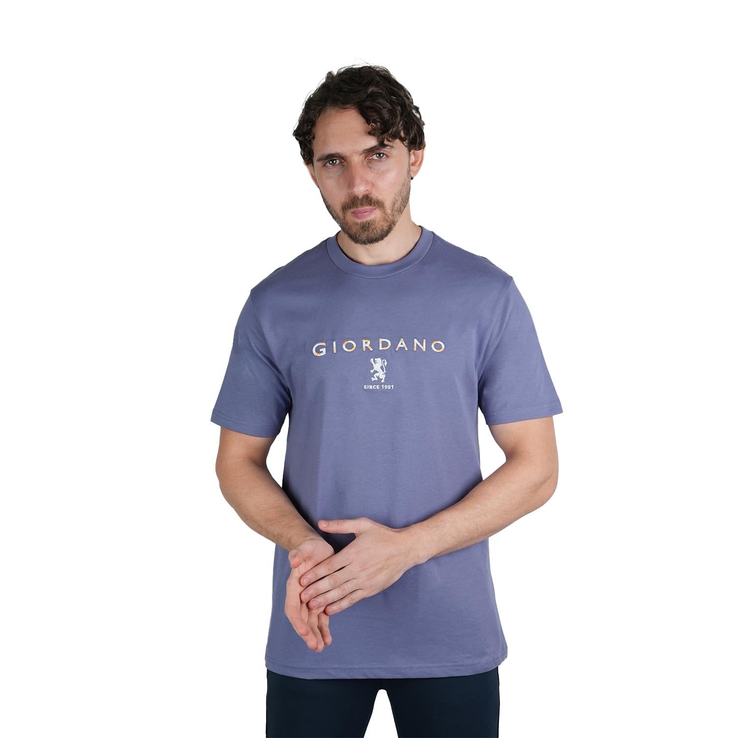Men's Signature Print Tee - Purple - Giordano Online