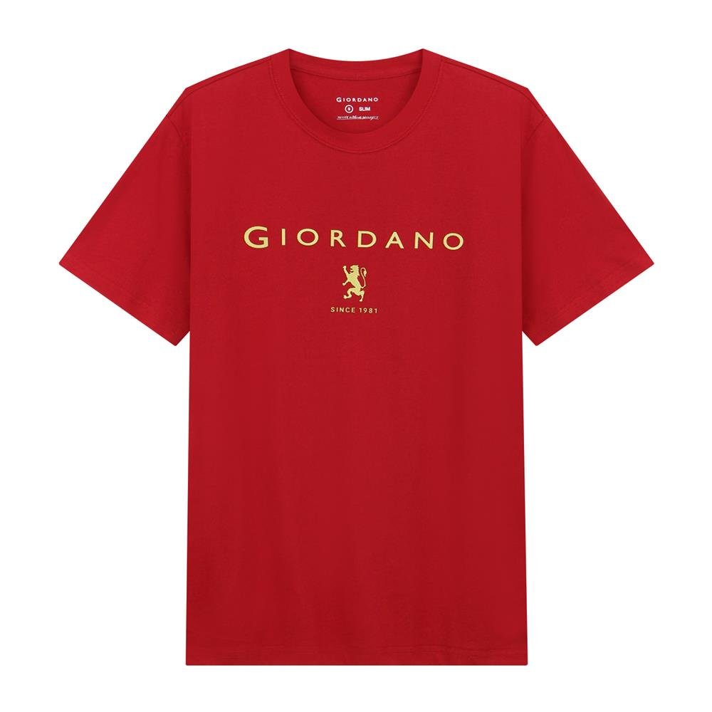 Men's Signature Print Tee - Red - Giordano Online