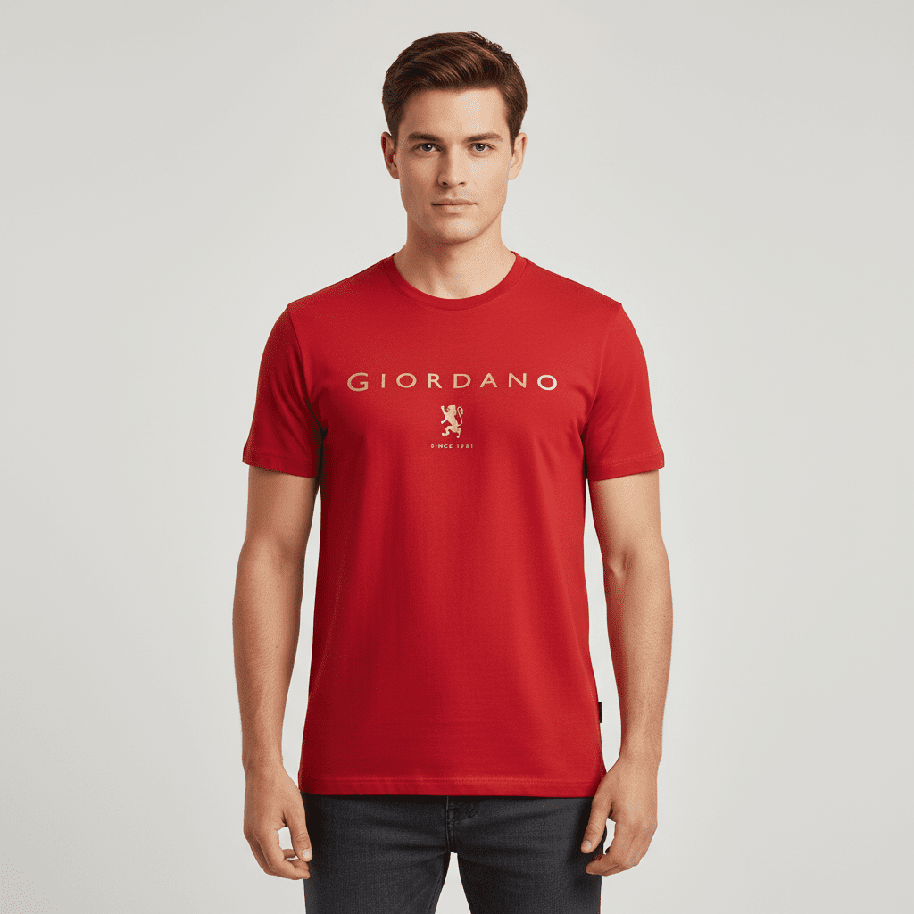 Men's Signature Print Tee - Red - Giordano Online