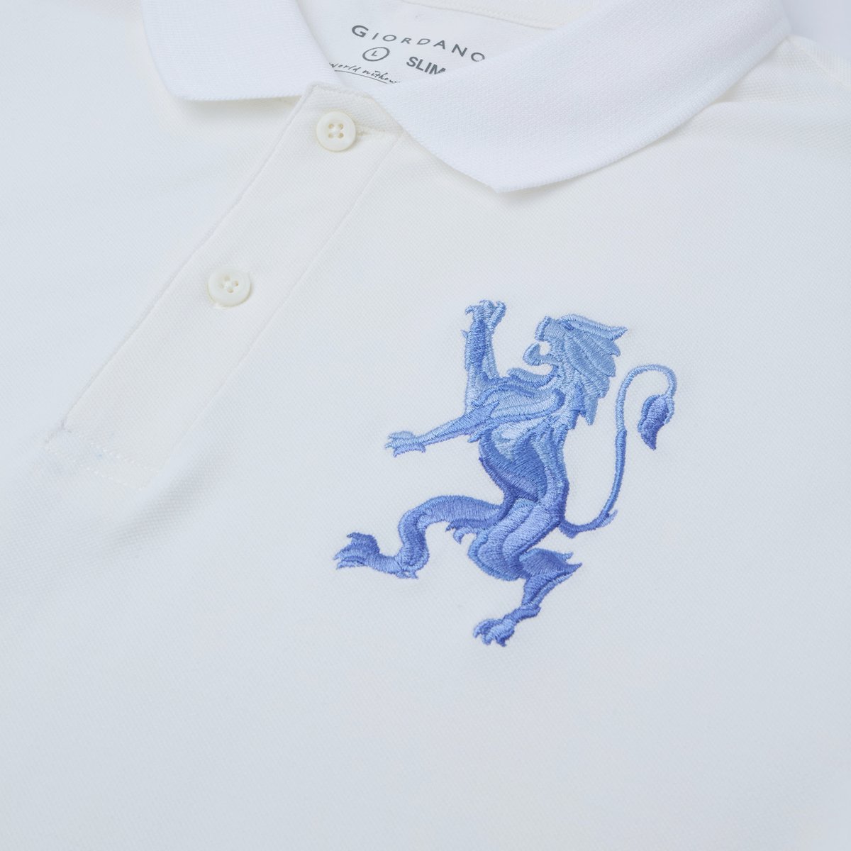 Men’s Slim Fit 3D Lion Embroidery Lycra Pique Polo - Giordano Online