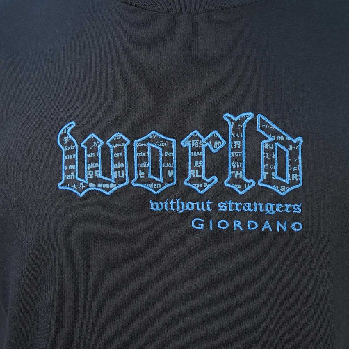 Men's Slim Fit Cotton Jersey Crew Neck Print Tee | WWS Graphic - Blue - Giordano Online