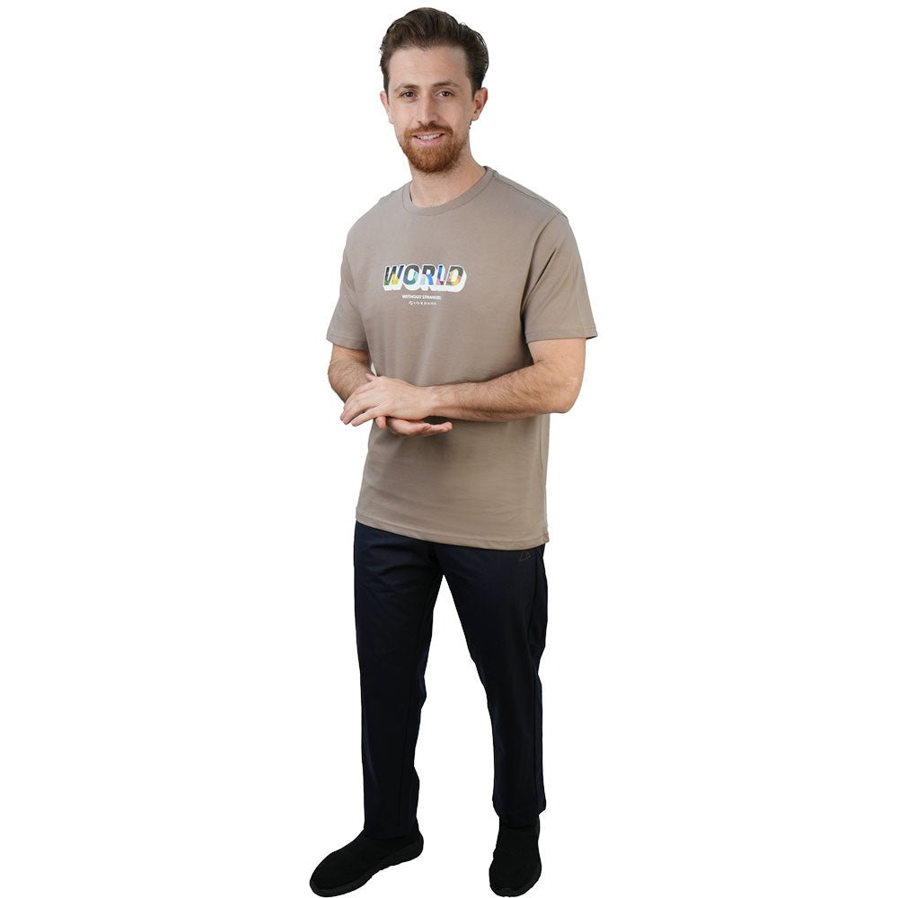 Men's Slim Fit Cotton Jersey Crew Neck Print Tee | WWS Graphic - Khaki - Giordano Online