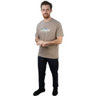 Men's Slim Fit Cotton Jersey Crew Neck Print Tee | WWS Graphic - Khaki - Giordano Online