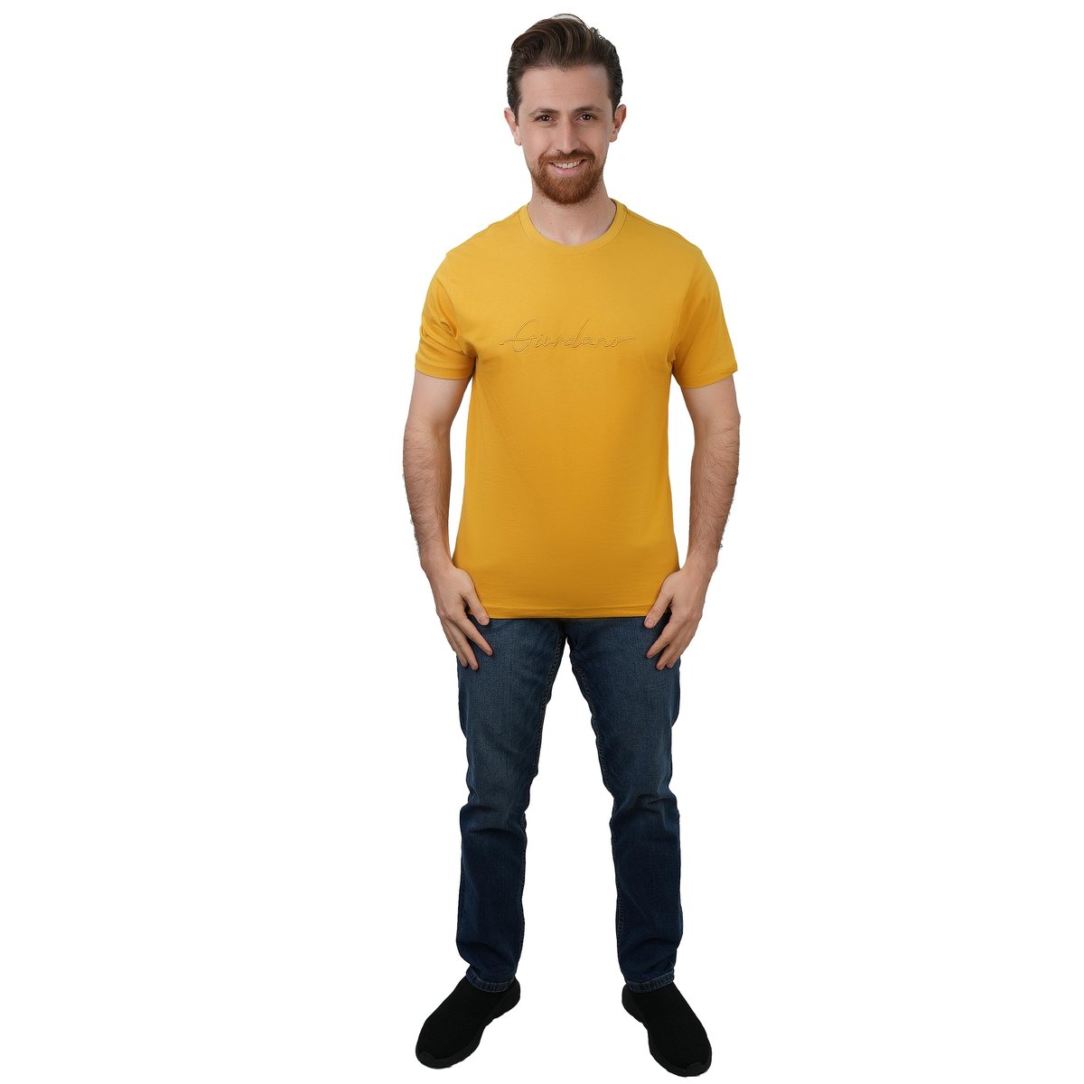 Men's Slim Fit Cotton Signature Print Tee - Giordano Online