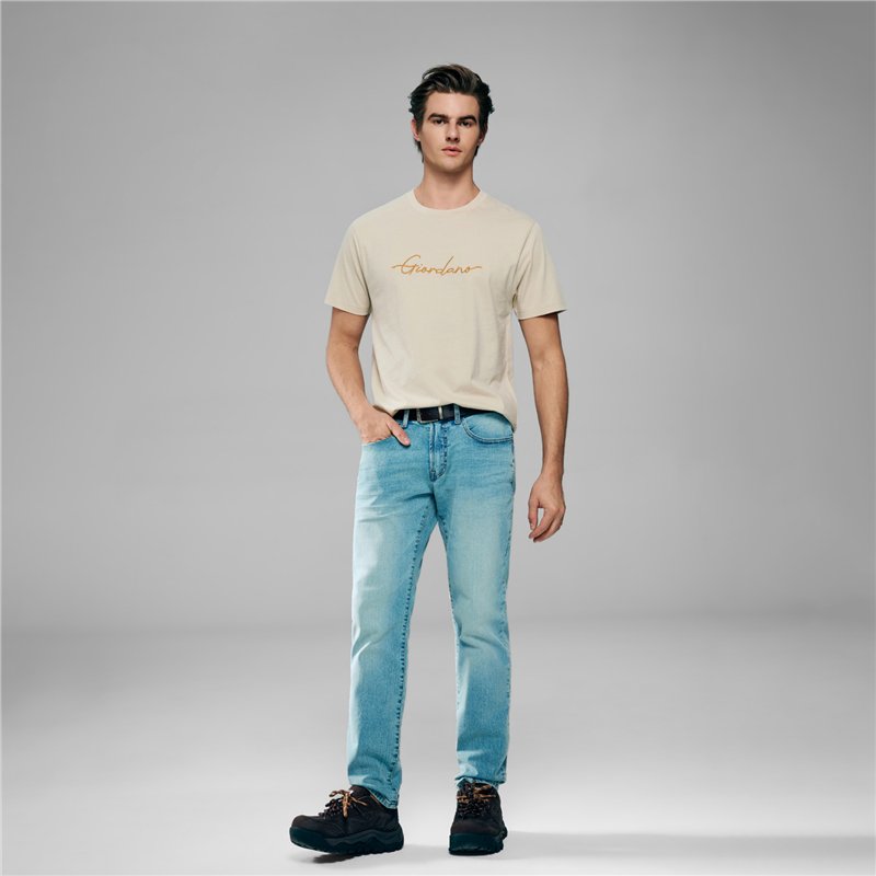 Men’s Slim Fit Cotton Signature Print Tee - Giordano Online