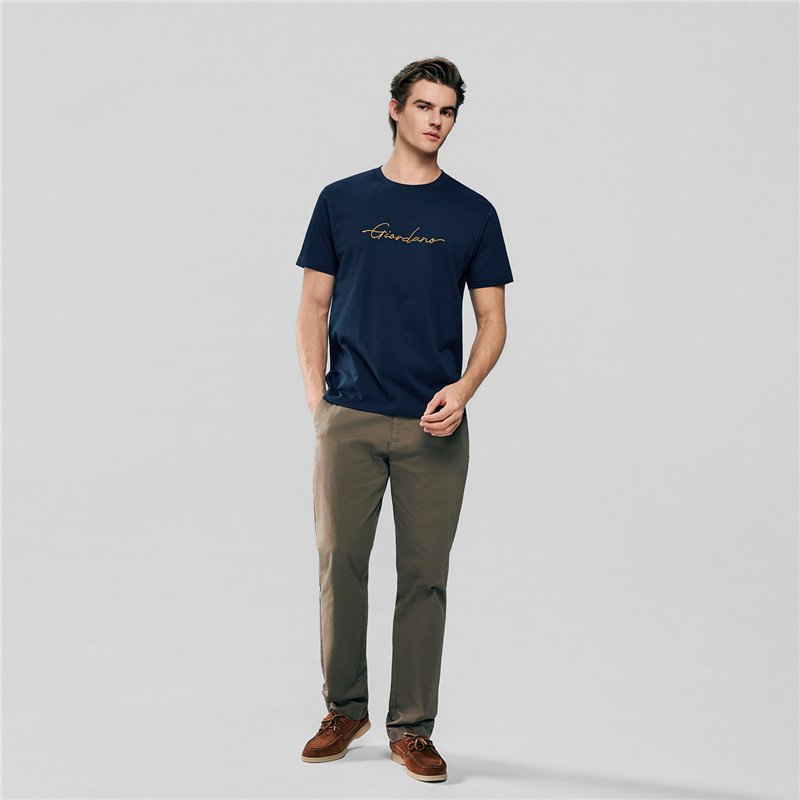 Men’s Slim Fit Cotton Signature Print Tee - Giordano Online