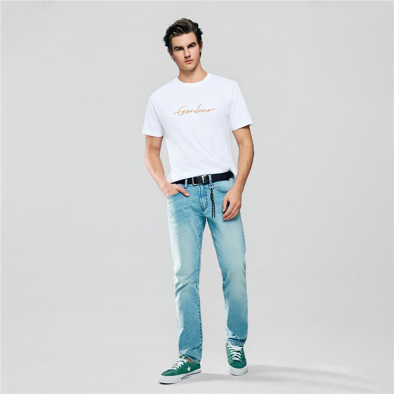 Men’s Slim Fit Cotton Signature Print Tee - Giordano Online