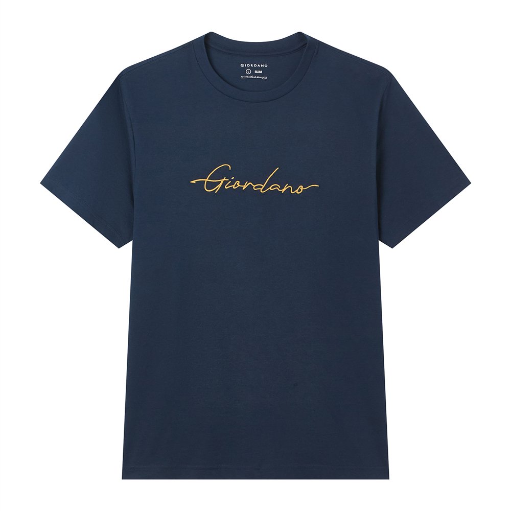 Men’s Slim Fit Cotton Signature Print Tee - Giordano Online