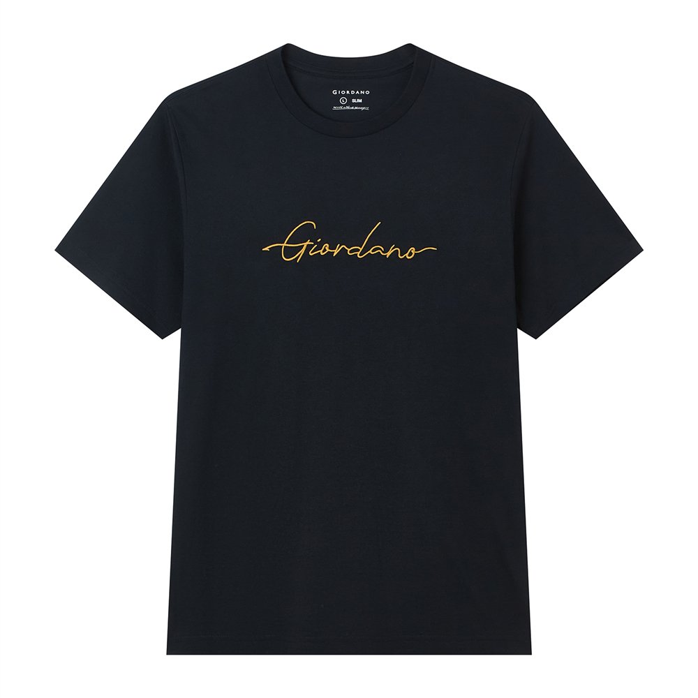 Men’s Slim Fit Cotton Signature Print Tee - Giordano Online