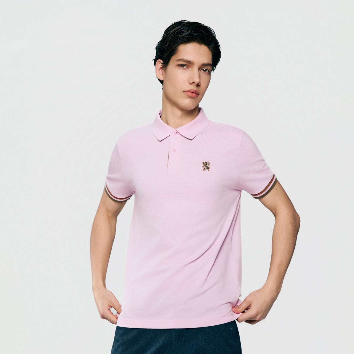 Men's Slim Fit Embroidered Solid Polo - Giordano Online