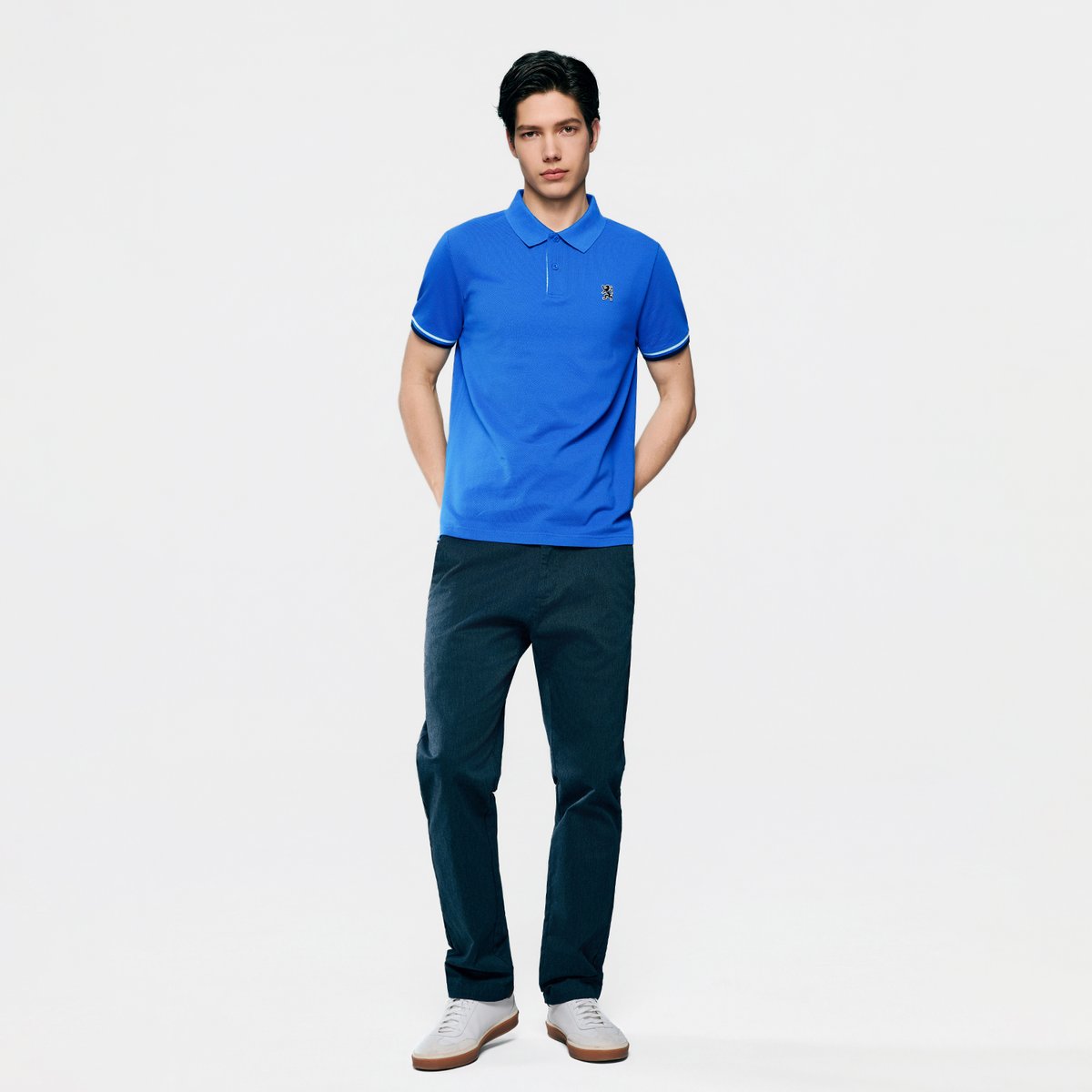 Men's Slim Fit Embroidered Solid Polo - Giordano Online