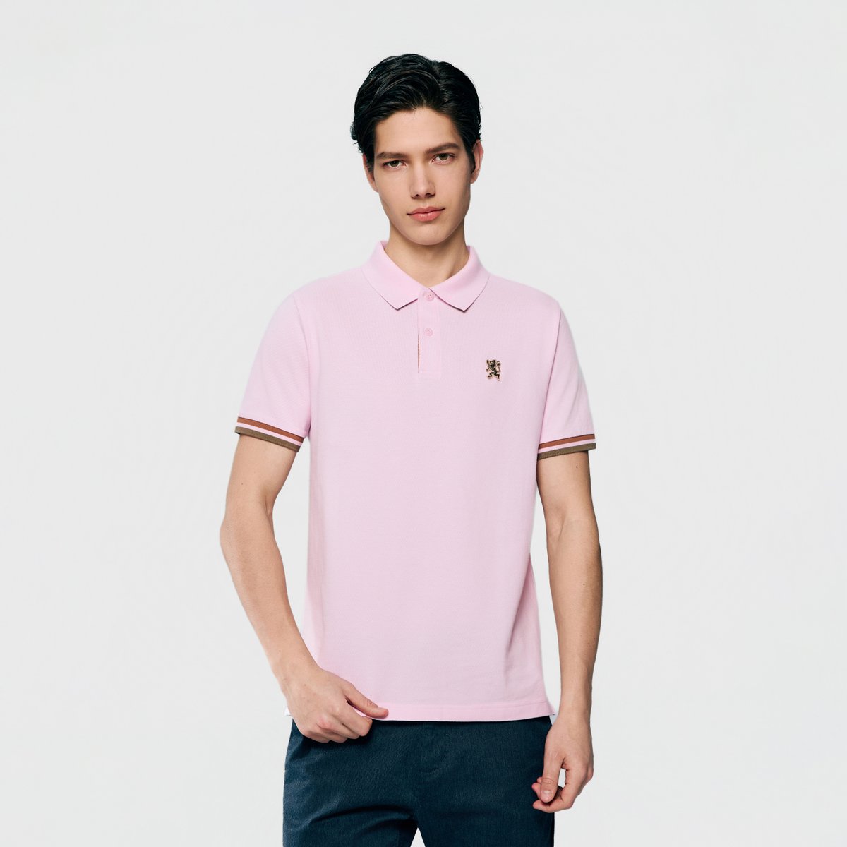Men's Slim Fit Embroidered Solid Polo - Giordano Online