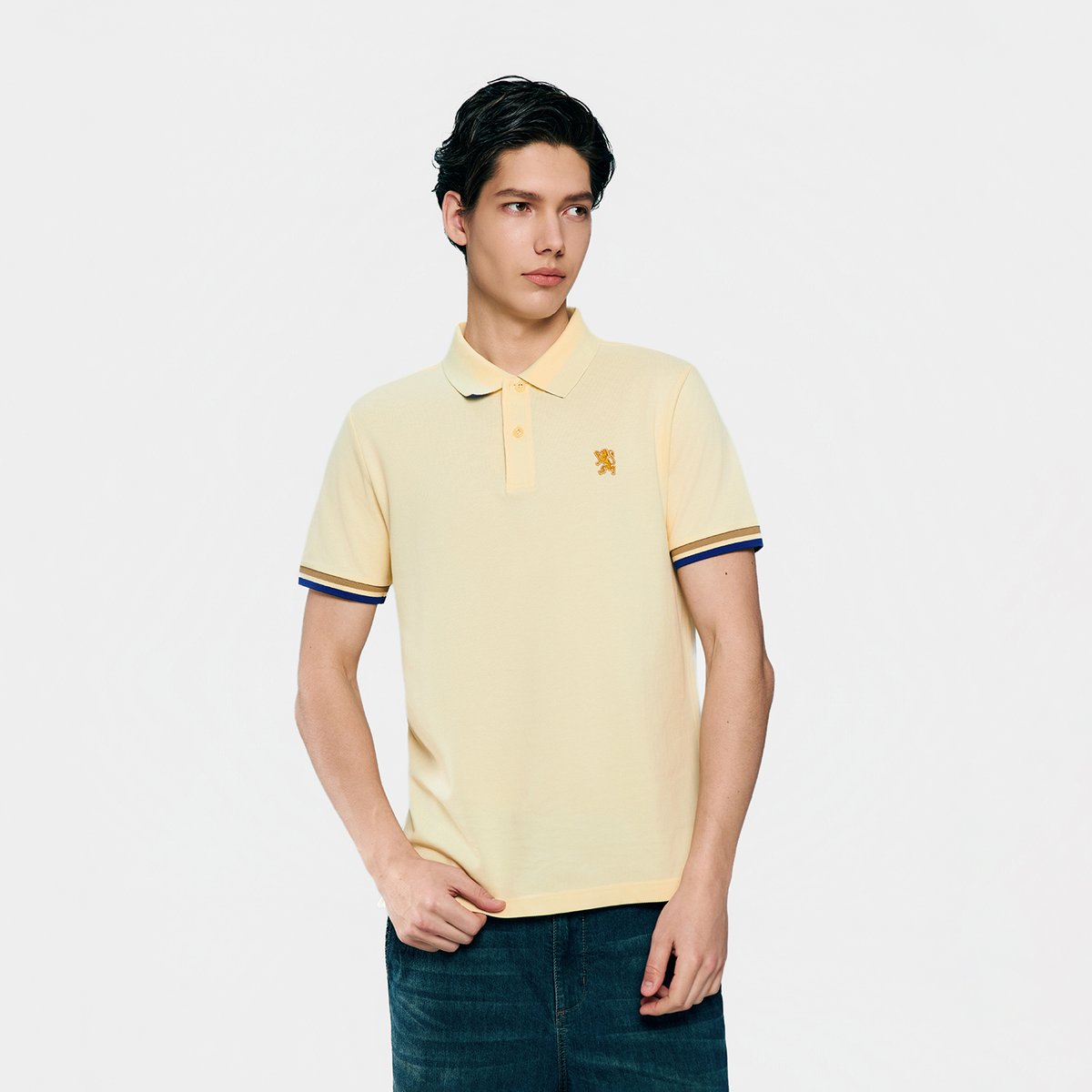 Men's Slim Fit Embroidered Solid Polo - Giordano Online