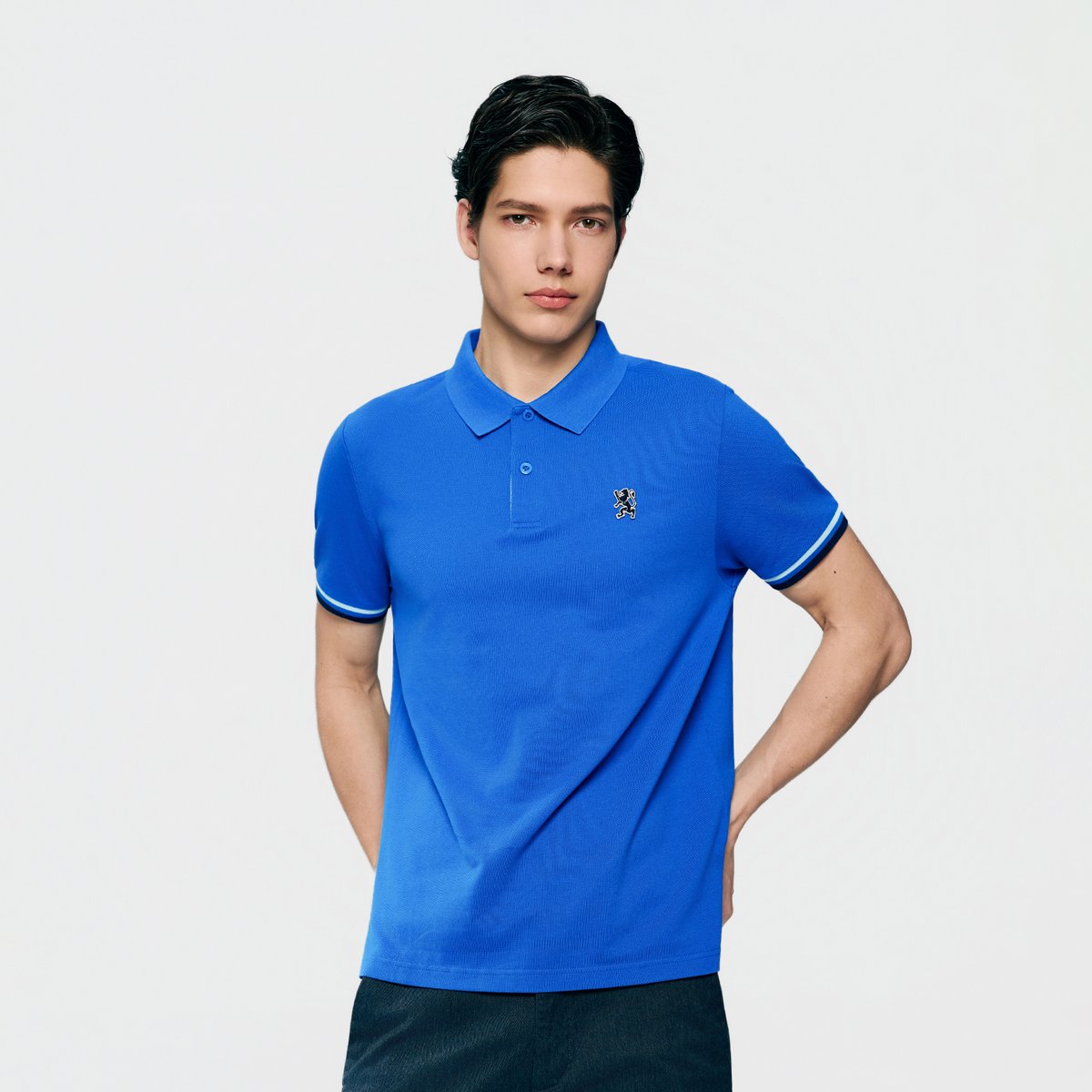 Men's Slim Fit Embroidered Solid Polo - Giordano Online
