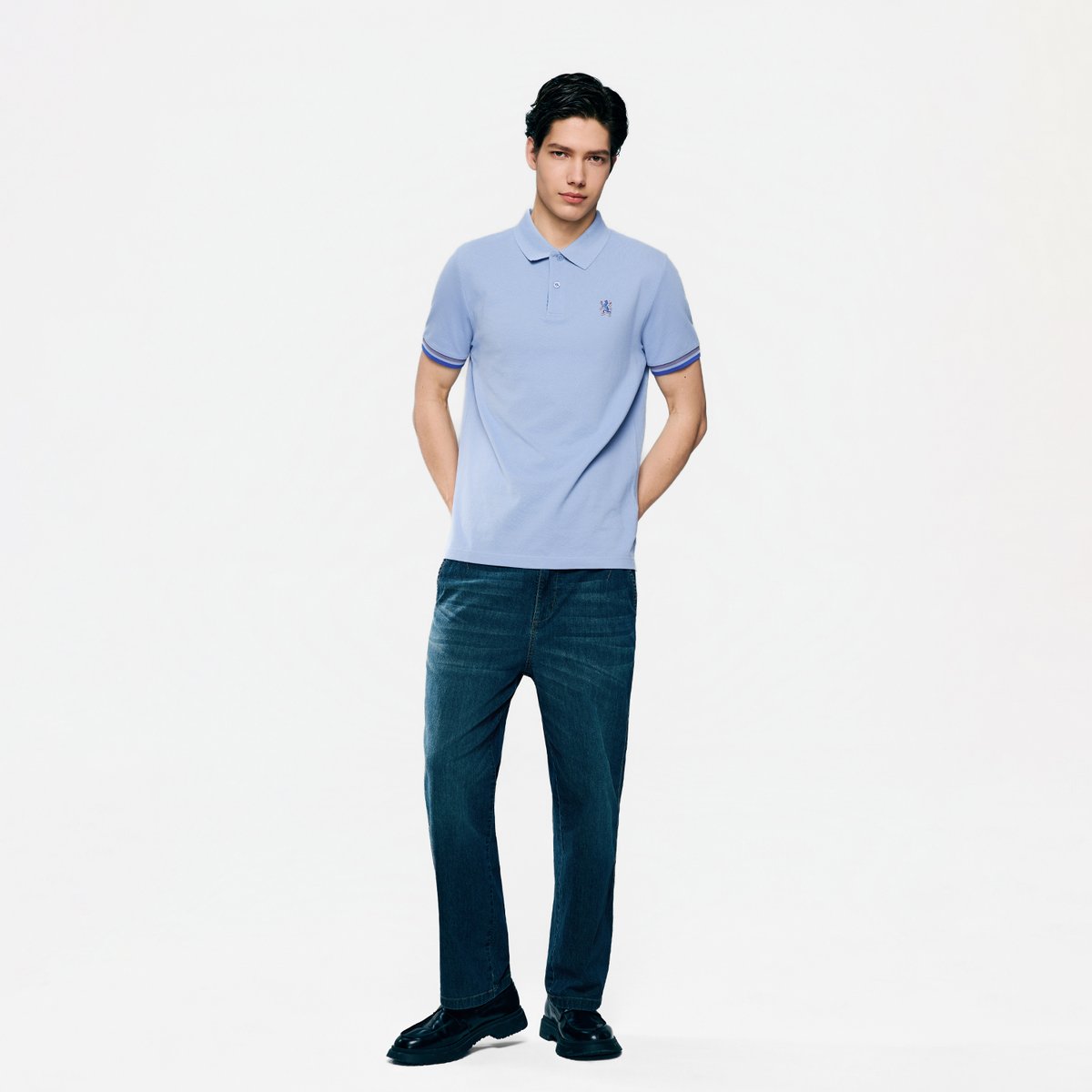 Men's Slim Fit Embroidered Solid Polo - Giordano Online