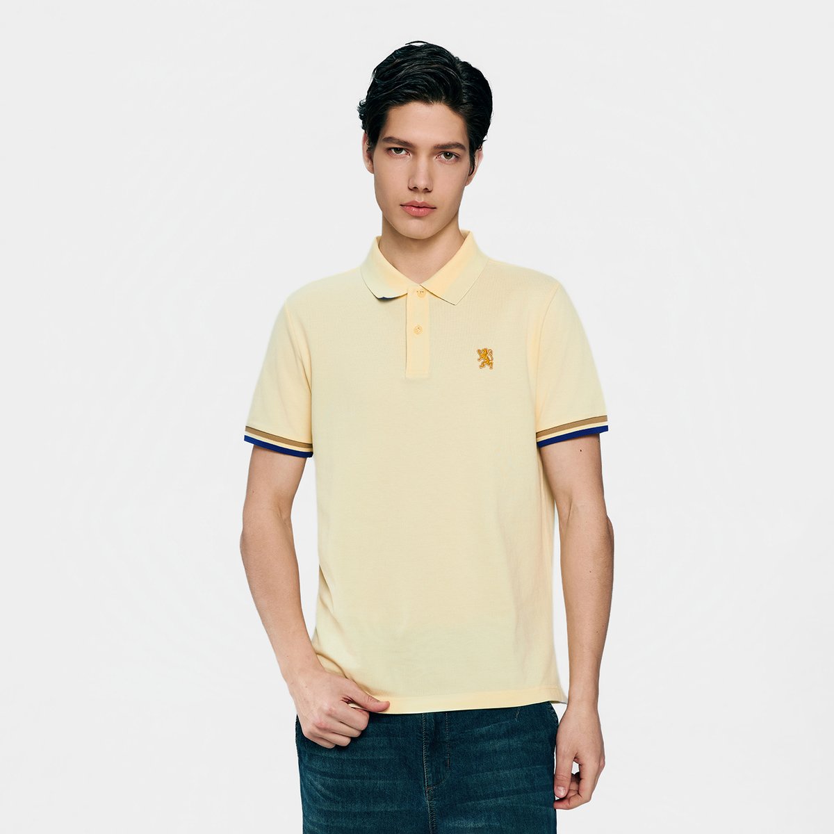 Men's Slim Fit Embroidered Solid Polo - Giordano Online