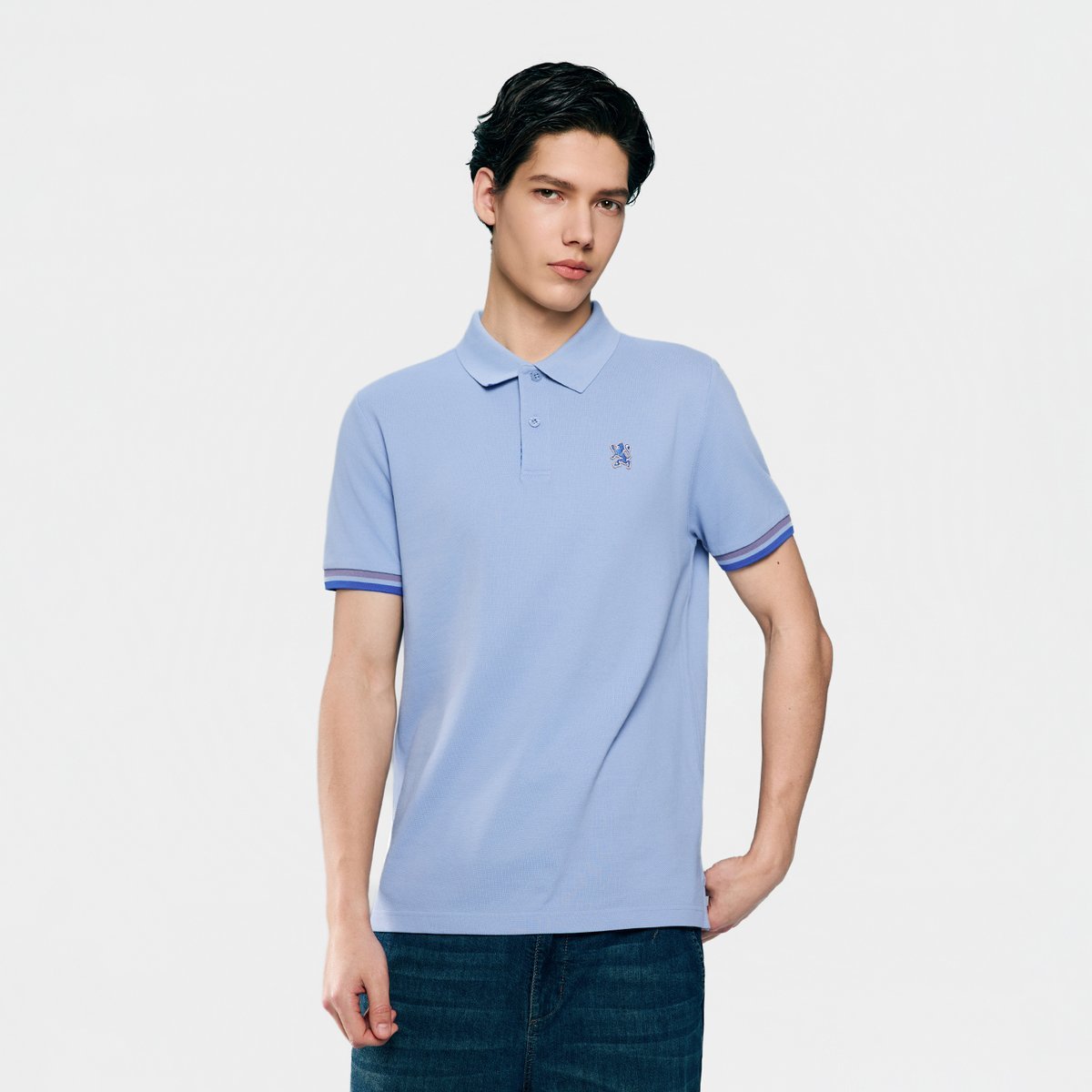 Men's Slim Fit Embroidered Solid Polo - Giordano Online