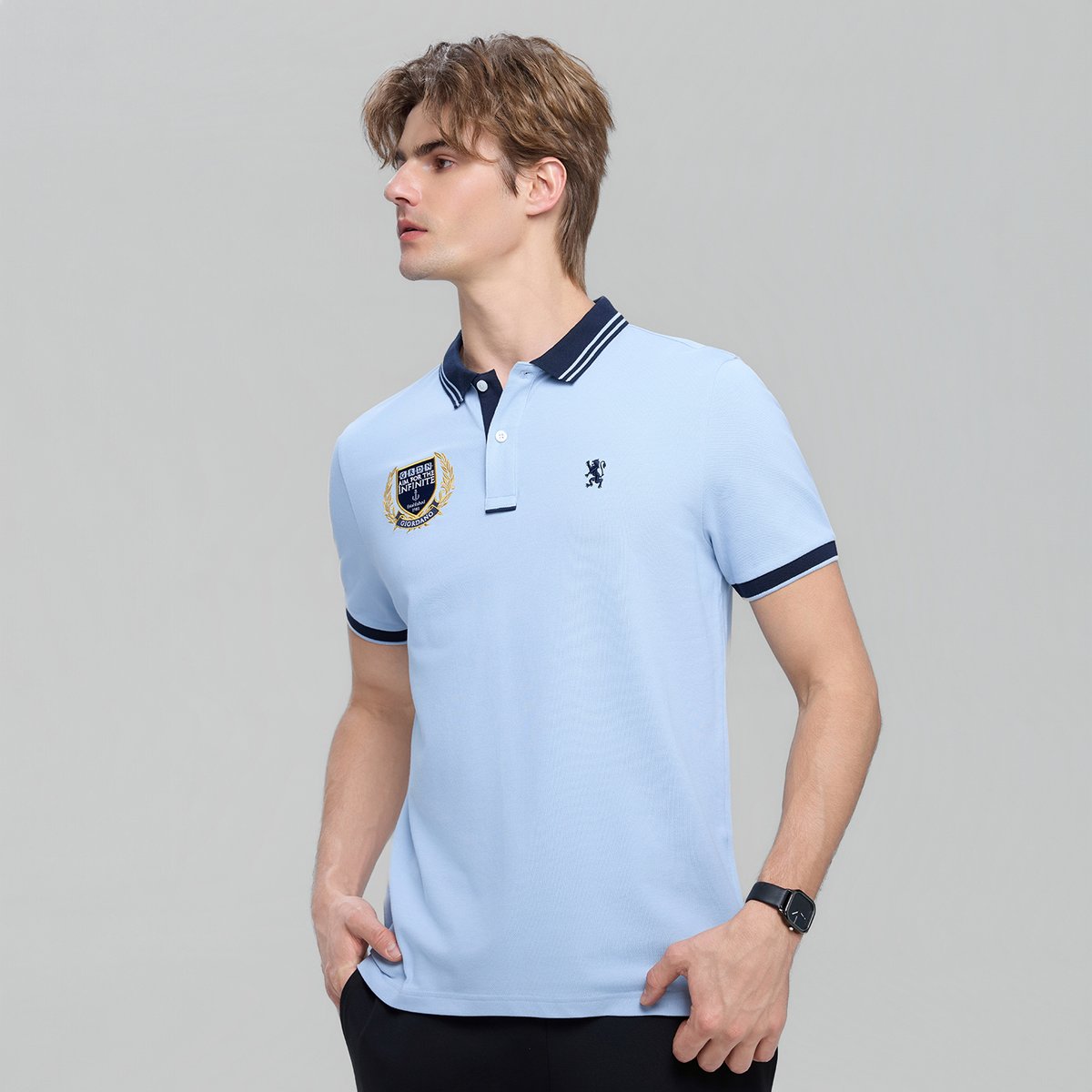 Men’s Slim Fit Embroidery Bold Polo - Giordano Online